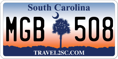 SC license plate MGB508