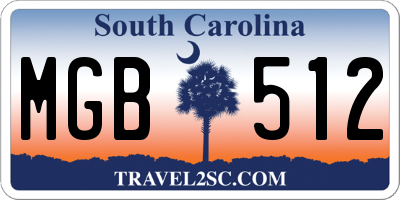 SC license plate MGB512