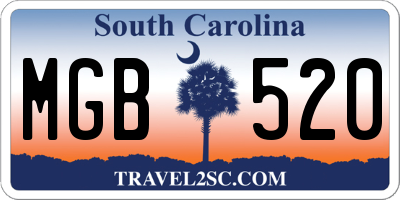 SC license plate MGB520