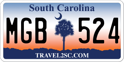 SC license plate MGB524