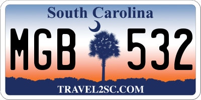 SC license plate MGB532