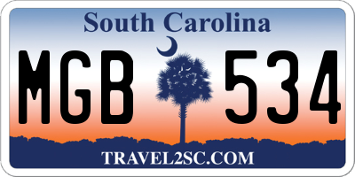 SC license plate MGB534