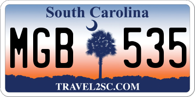 SC license plate MGB535