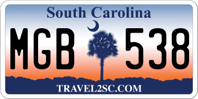 SC license plate MGB538