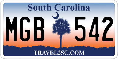 SC license plate MGB542
