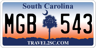 SC license plate MGB543