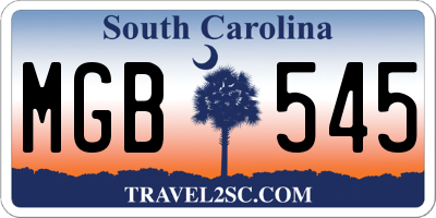 SC license plate MGB545