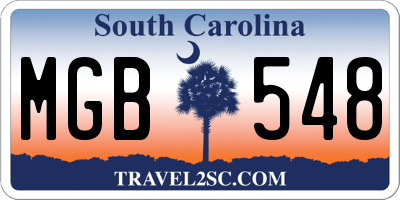 SC license plate MGB548
