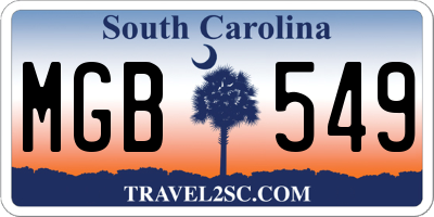 SC license plate MGB549
