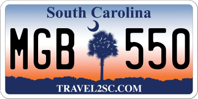 SC license plate MGB550