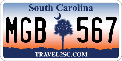 SC license plate MGB567