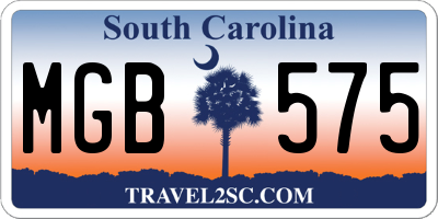 SC license plate MGB575