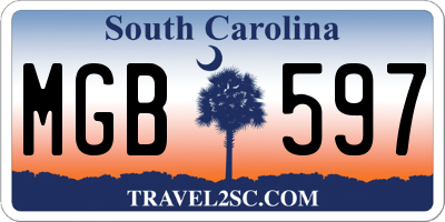 SC license plate MGB597