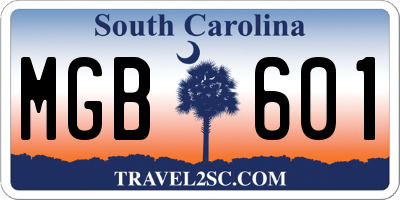 SC license plate MGB601