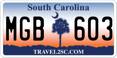 SC license plate MGB603
