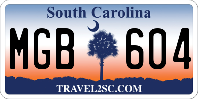 SC license plate MGB604