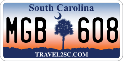 SC license plate MGB608