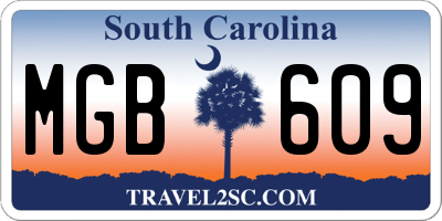 SC license plate MGB609