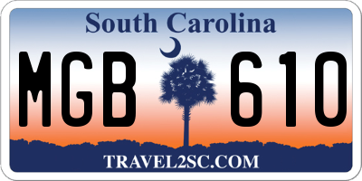 SC license plate MGB610