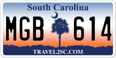 SC license plate MGB614