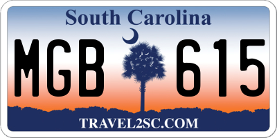 SC license plate MGB615