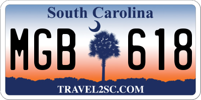 SC license plate MGB618