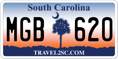 SC license plate MGB620