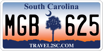 SC license plate MGB625