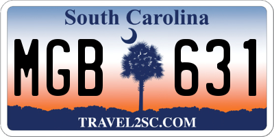 SC license plate MGB631