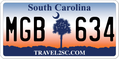 SC license plate MGB634