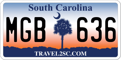 SC license plate MGB636