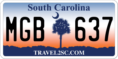 SC license plate MGB637