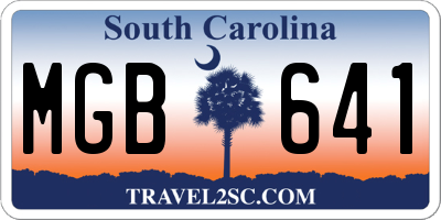 SC license plate MGB641