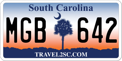 SC license plate MGB642
