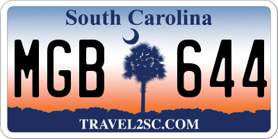 SC license plate MGB644