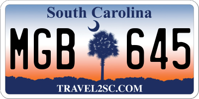 SC license plate MGB645
