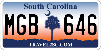 SC license plate MGB646