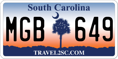 SC license plate MGB649
