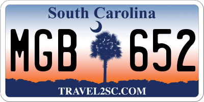 SC license plate MGB652