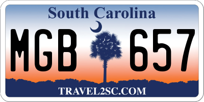 SC license plate MGB657
