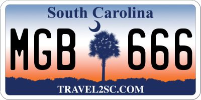 SC license plate MGB666