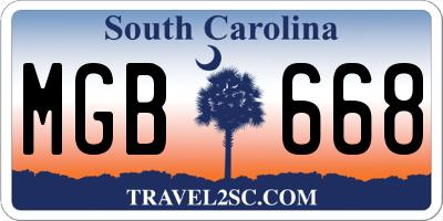 SC license plate MGB668