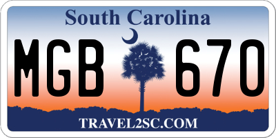 SC license plate MGB670