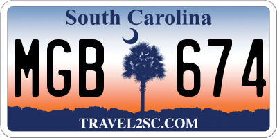 SC license plate MGB674