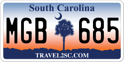 SC license plate MGB685