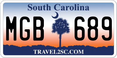 SC license plate MGB689