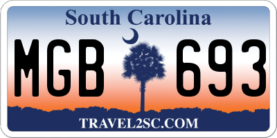 SC license plate MGB693