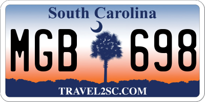 SC license plate MGB698