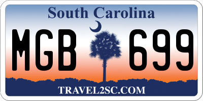 SC license plate MGB699