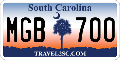 SC license plate MGB700